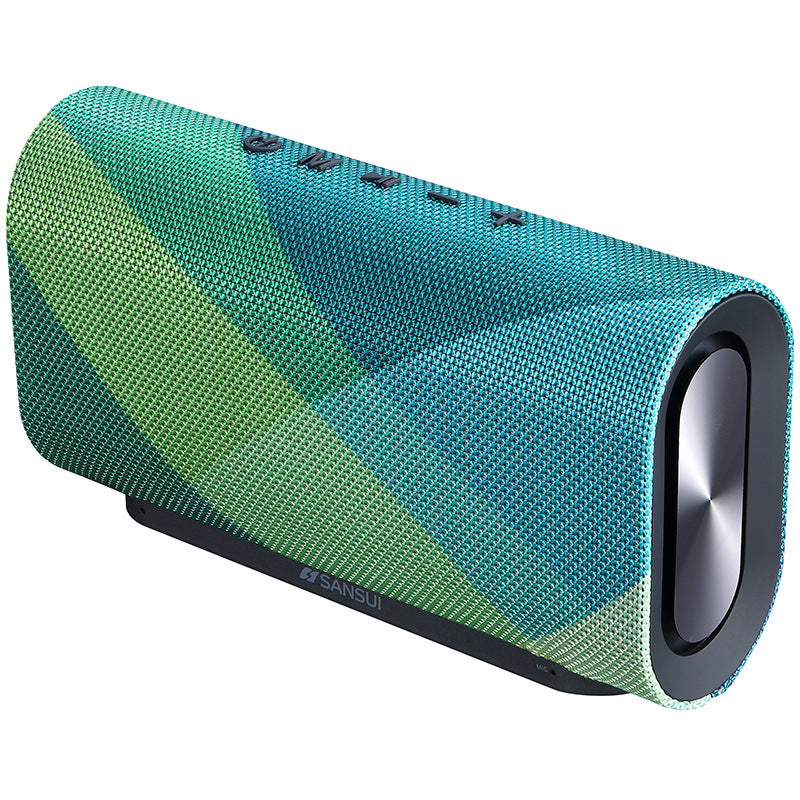 SANSUI Wireless Bluetooth Speaker in vibrant colors, featuring Bluetooth, 3.5mm jack, and up to 8 hours of playtime.