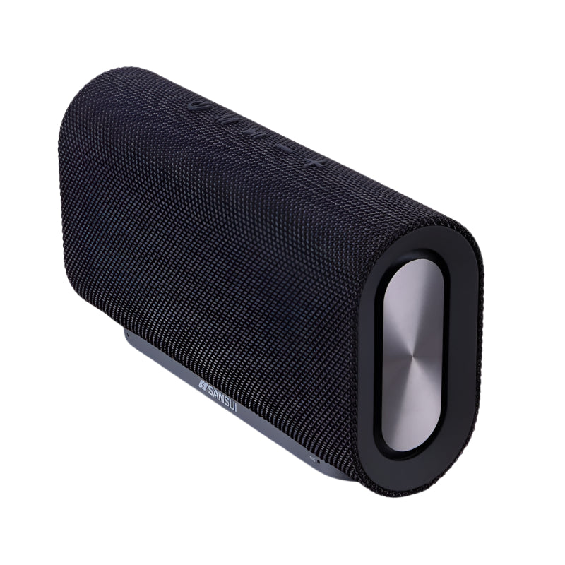 SANSUI Wireless Bluetooth Speaker features a sleek design and supports Bluetooth and 3.5mm connections for versatile use.