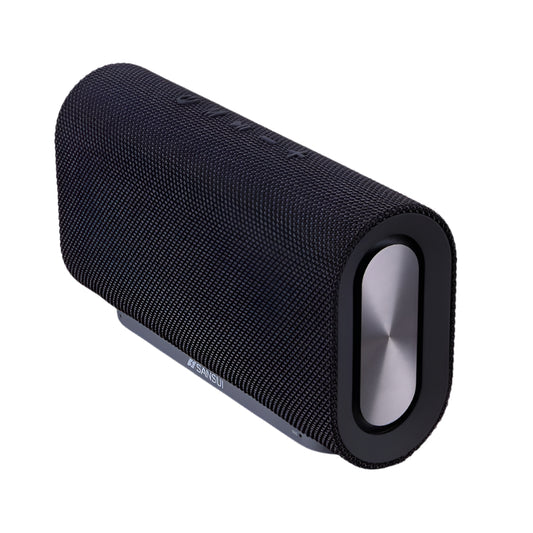 SANSUI Wireless Bluetooth Speaker features a sleek design and supports Bluetooth and 3.5mm connections for versatile use.