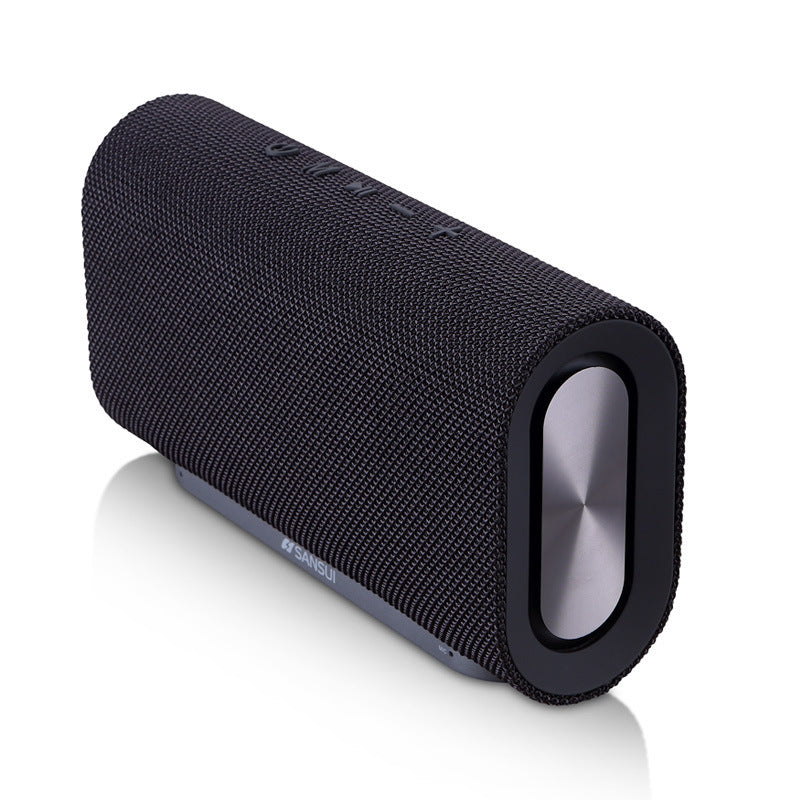 SANSUI Wireless Bluetooth Speaker features a stylish design, subwoofer stereo, and 8-hour playback for versatile use.
