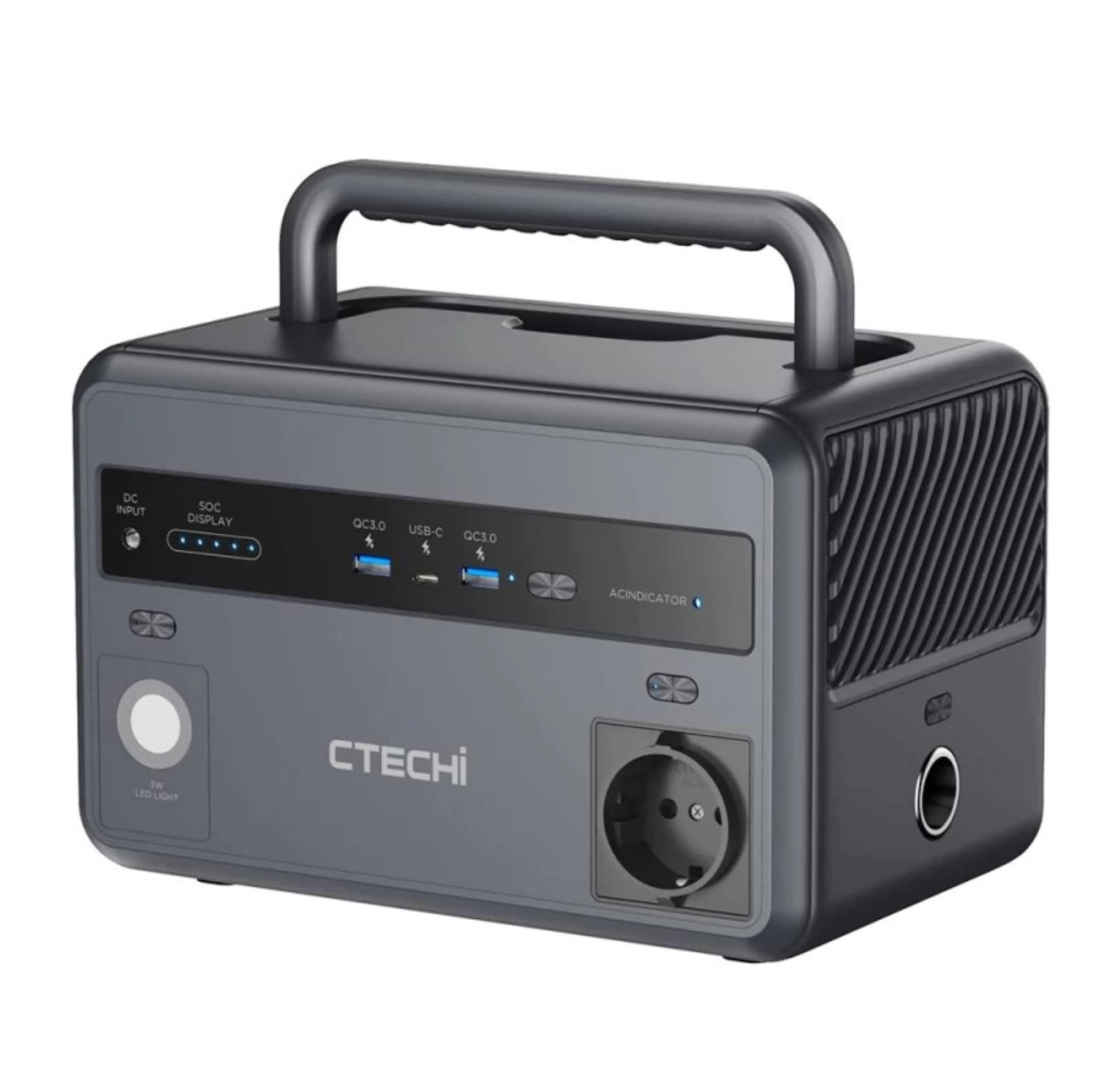 CTECHI Power Station 220V features multiple charging options and a compact design for versatile energy solutions.
